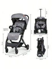 Foldable Baby Stroller with Adjustable Seat, Leg Rest & Linked Brake