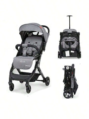 Foldable Baby Stroller with Adjustable Seat, Leg Rest & Linked Brake