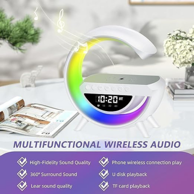 Multifunction Wireless Audio Speaker with Wireless Charger – 2-in-1 Convenience