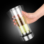 Glass Water Bottle with Stainless Steel Cover & Built-In Filter – Durable & Stylish