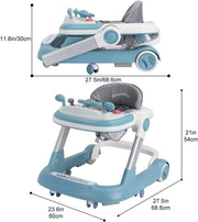 Foldable Baby Walker with Silent Wheels & Music – 2-Position Height