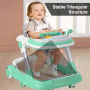 Foldable Baby Walker with Silent Wheels & Music – 2-Position Height