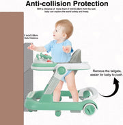 Foldable Baby Walker with Silent Wheels & Music – 2-Position Height