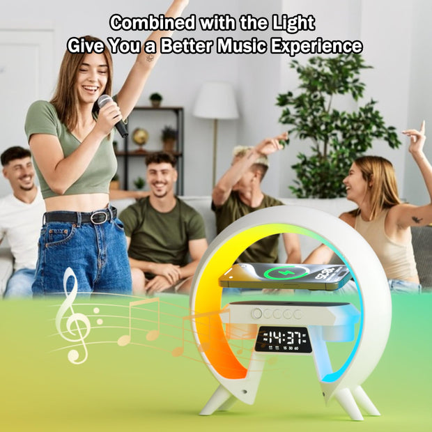 Smart Music Speaker with LED Light, Wireless Charger, & Intelligent Voice Assistant