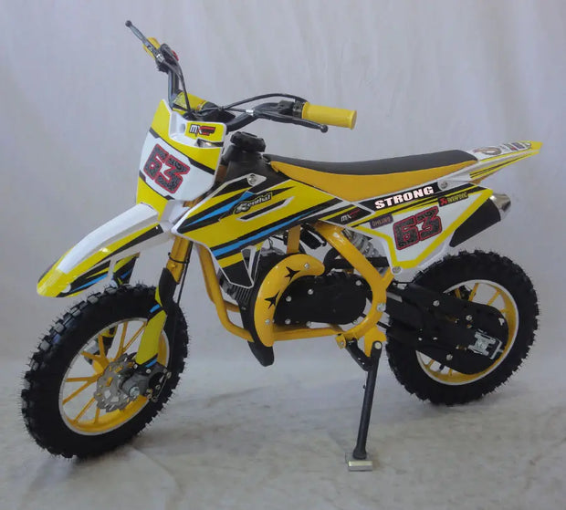 49cc 2-Stroke Dirt Bike – Alloy Pull Start, Disc Brakes, Telescoping Suspension, 70km/h Max Speed