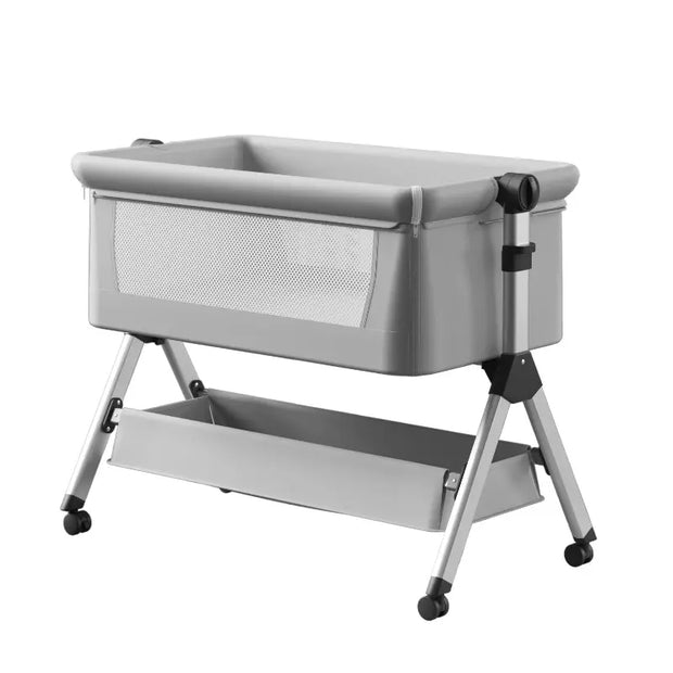 Height Adjustable Baby Rocking Bassinet with Wheels, Storage & Mosquito Net