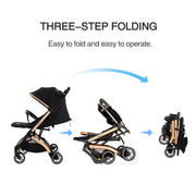 Compact Folding Baby Stroller with 5-Point Safety Harness & Adjustable Footrest