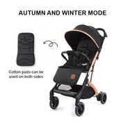 Compact Folding Baby Stroller with 5-Point Safety Harness & Adjustable Footrest