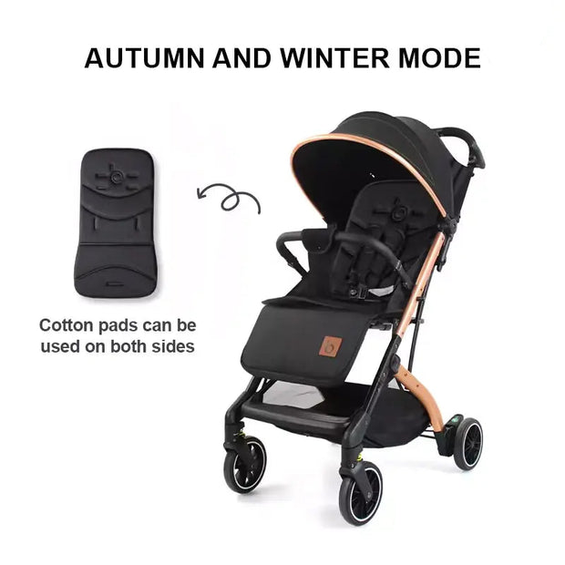 Compact Folding Baby Stroller with 5-Point Safety Harness & Adjustable Footrest