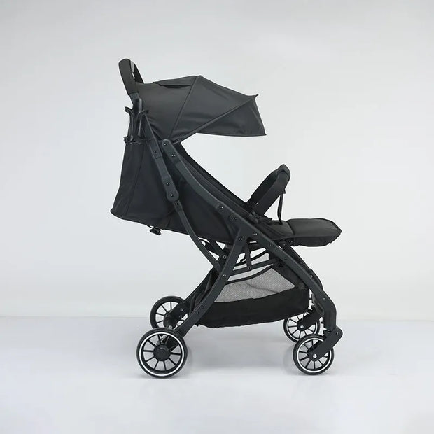 Auto-Fold Baby Stroller with Linked Brake & Cup Holder