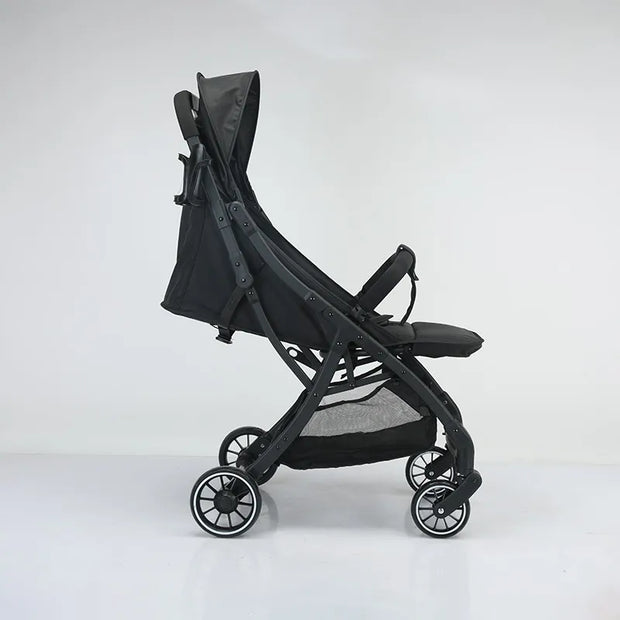 Auto-Fold Baby Stroller with Linked Brake & Cup Holder