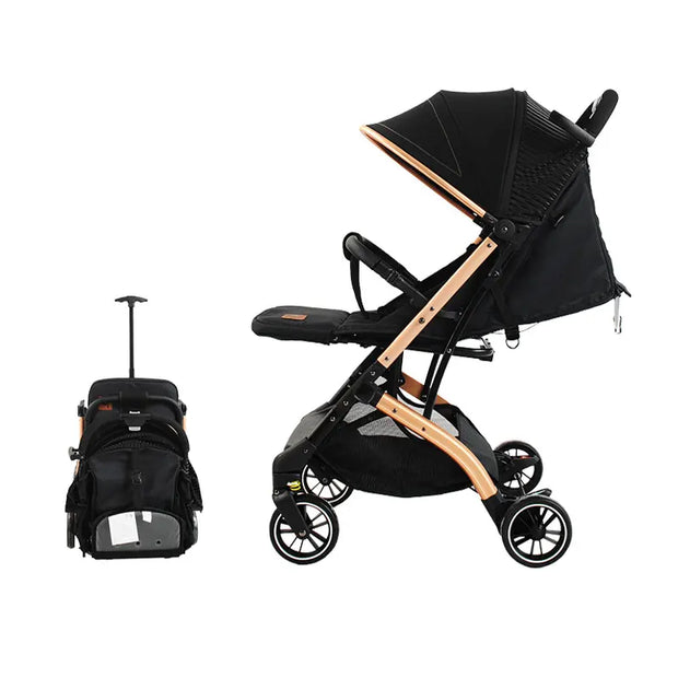 Compact Folding Baby Stroller with 5-Point Safety Harness & Adjustable Footrest