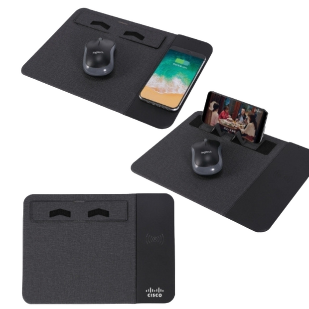 Mouse Pad with Wireless Charger & Mobile Stand – 3-in-1 Desk Accessory