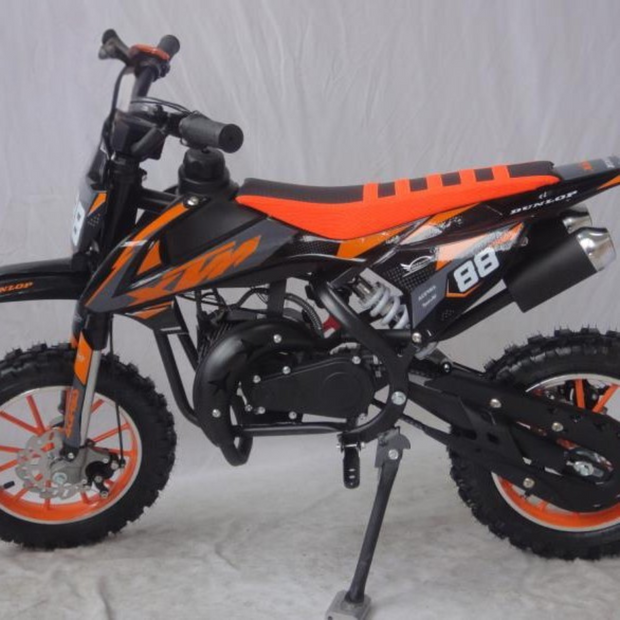 49cc 2-Stroke Mini Dirt Bike – Air-Cooled Engine, Disc Brakes, Alloy Suspension, Max Speed 70 km/h