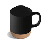 Glass Cup with Cork Base, Rubber Cover, and Lid