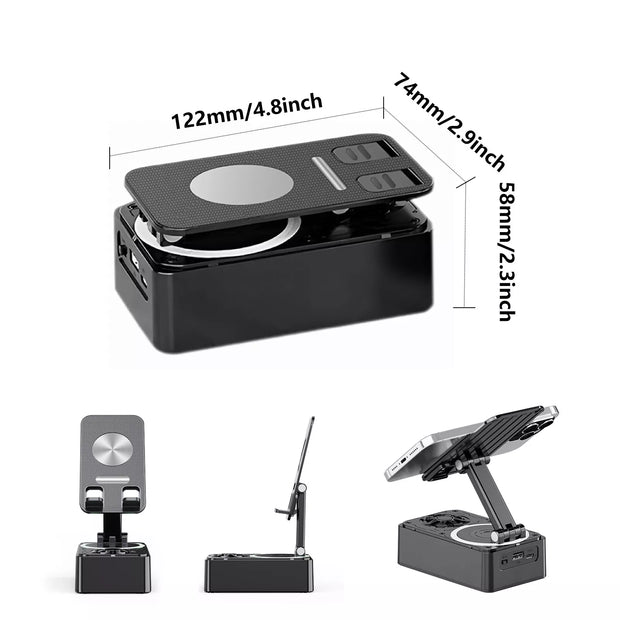 Multifunctional Phone Stand with Rechargeable Power Bank & Audio Speaker