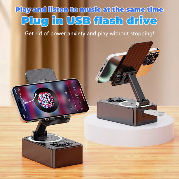 Multifunctional Phone Stand with Rechargeable Power Bank & Audio Speaker